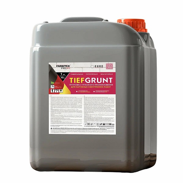 Грунтовка FARBITEX PROFI Tief Grunt глубокого проникновения для наружных/внутренних работ,  5кг