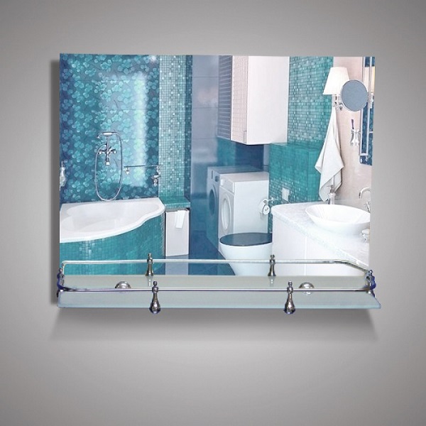 Зеркало КЗСК 40х50 см с кромкой, полка 50 см с пластиковым бортиком