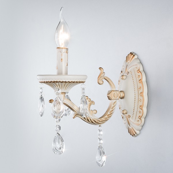 Бра EUROSVET Lia 3585/1 белый/прозрачный хрусталь Strotskis