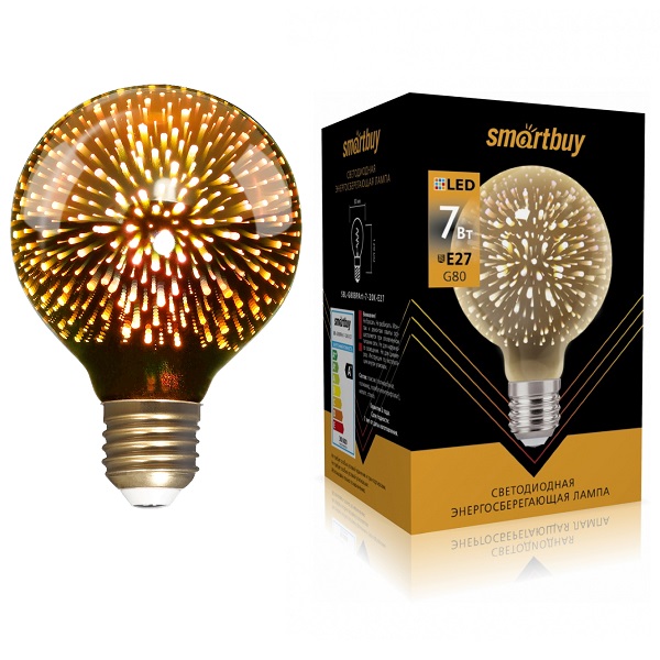 Лампа декоративная SMARTBUY Е27  7Вт 2000K G80