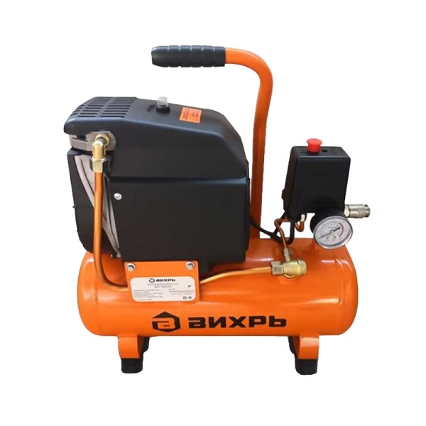 Компрессор поршневой ВИХРЬ КП-165/10 безмасляный 950Вт, 8бар, 10л, 165л/мин, 13,5кг