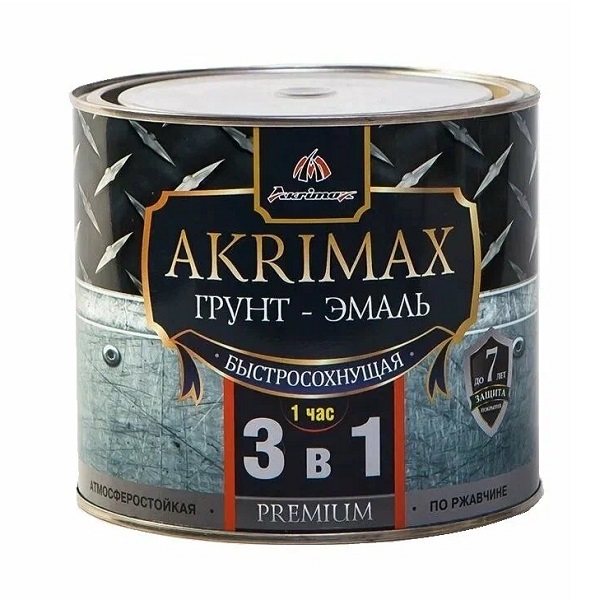 Грунт- эмаль по ржавчине AKRIMAX PREMIUM 3 в 1 матовый темно-зеленый, 1,7кг