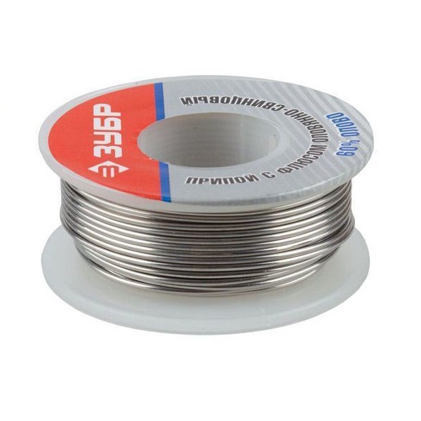 Припой ЗУБР оловянно-свинцовый, 30% Sn / 70% Pb, 25г