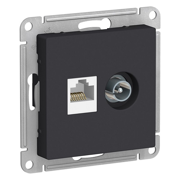 SchE AtlasDesign КАРБОН Розетка двойная TV + RJ45