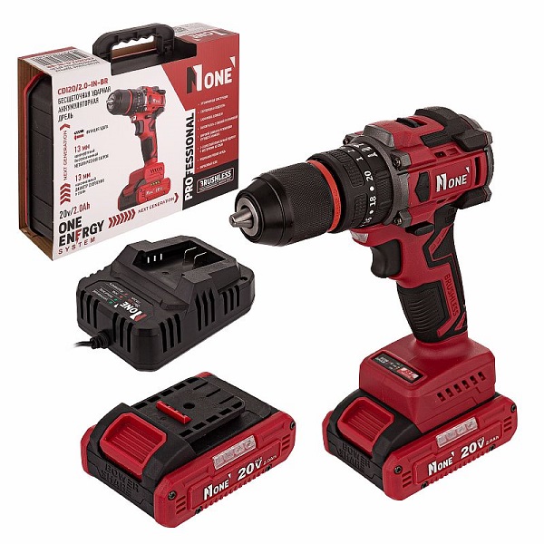 Дрель аккумуляторная ударная NUMBER ONE CDI20/2.0-IN-BR, 20В, 450/1750об/мин, 2х2Ач Li-lon, кейс