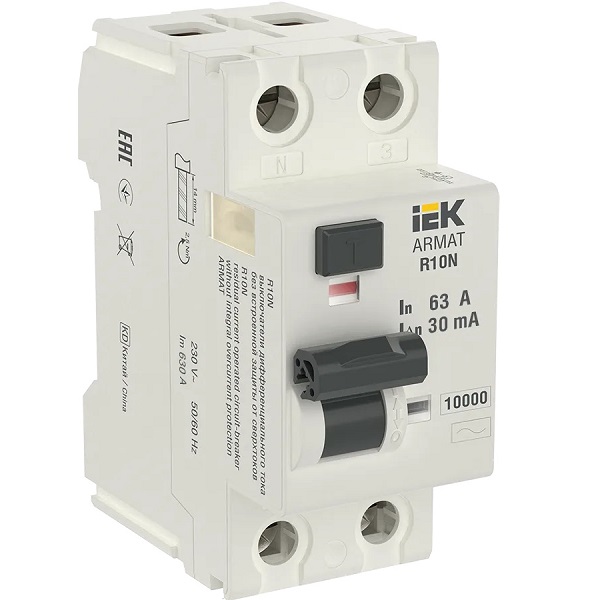 Выключатель дифференциального тока IEK ARMAT R10N 2P 63А 30мА
