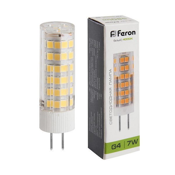 Лампа светодиодная Feron G4 230V  9Вт 4000K LB-434