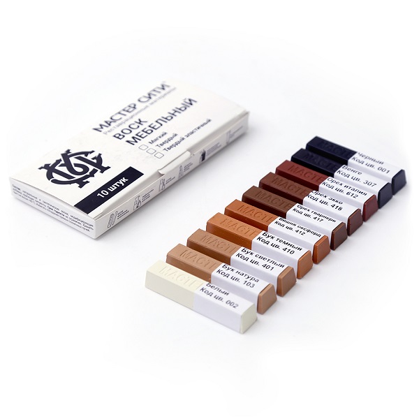 Набор восков мебельных мягких МАСТЕР СИТИ, желто-коричневый, 10шт.