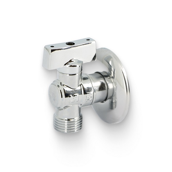 Кран UNI-FITT шаровый угловой 1/2"х1/2" с розеткой