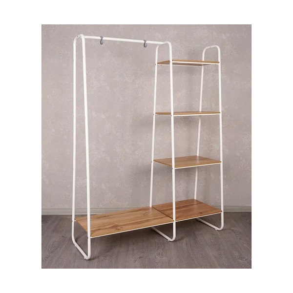 Гардеробная система ЗМИ Скандинавия 110х38,5х147см, 1 штанга, 4 полоки, металл/дерево, белый