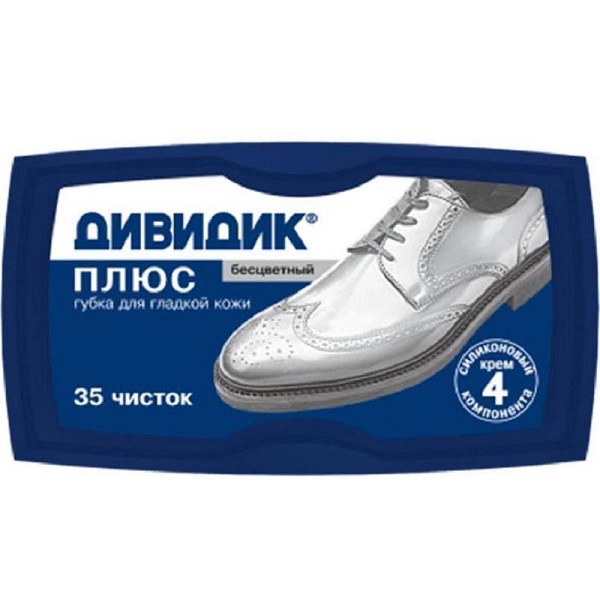 ДИВИДИК ПЛЮС Губка для обуви из гладкой кожи, бесцветный