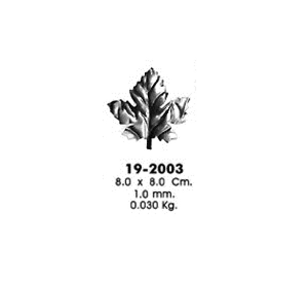 Штампованный элемент 19-2003  виноградный лист средний (8,0х8,0см, 1,0мм, 0,030кг)