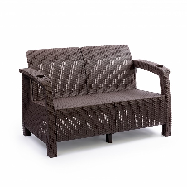 Диван пластиковый Ротанг-плюс АЛЬТЕРНАТИВА  2-х местный, без подушки, венге