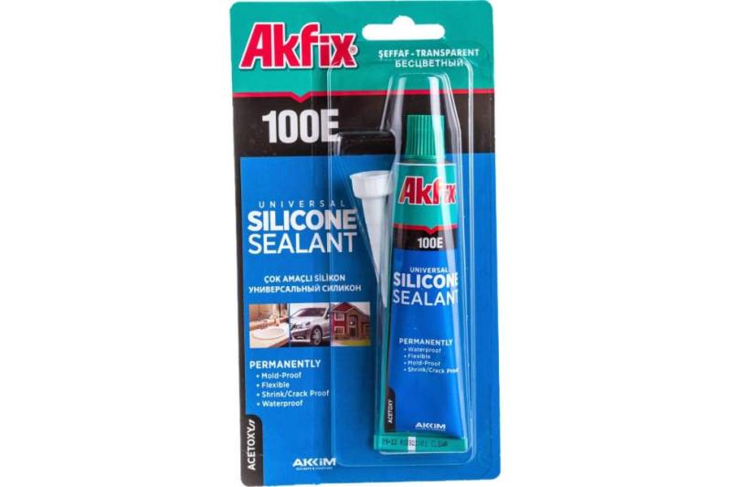 Герметик силиконовый универсальный Akfix 100E, белый,  50мл