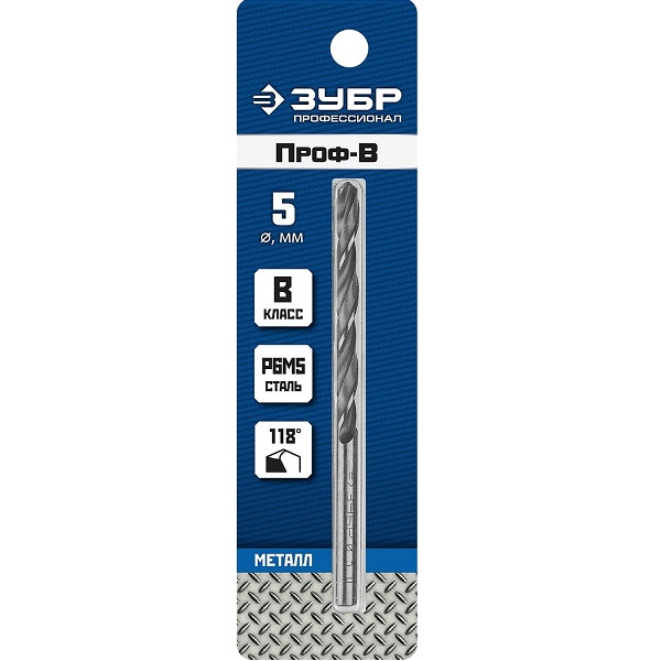 Сверло по металлу ЗУБР ПРОФЕССИОНАЛ Проф-В, Р6М5,  5,1х86мм