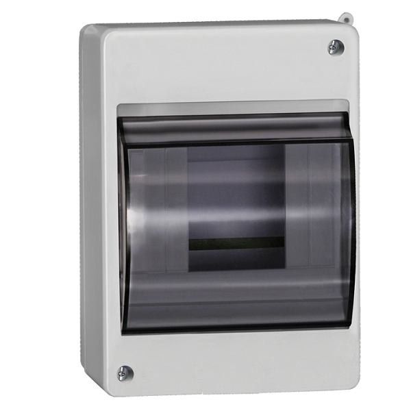 Бокс пластиковый IEK  для автомата накладной на  4 модуля, белый, с прозрачной дверцей