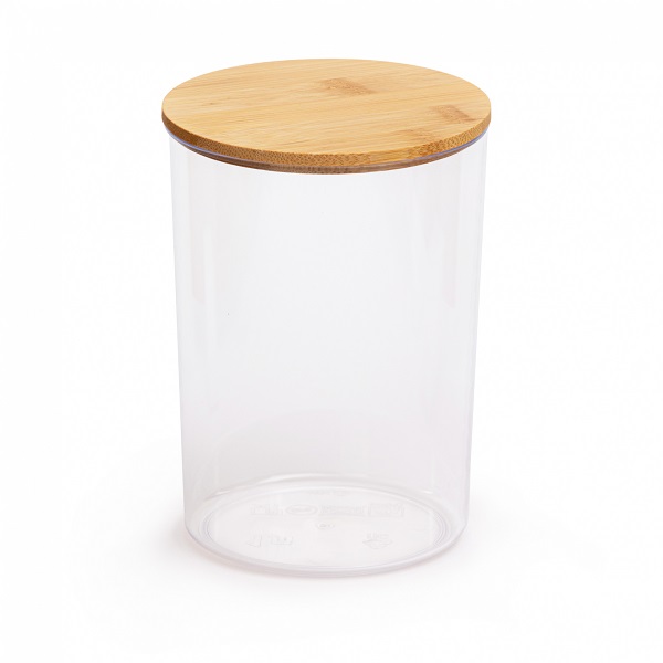 Банка для сыпучих продуктов пластик  1,0л с бамбуковой крышкой АЛЬТЕРНАТИВА Бамбук