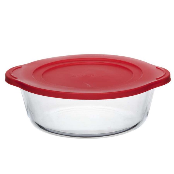 Форма для запекания стеклянная круглая c крышкой 1,45л 218х187 мм BORCAM