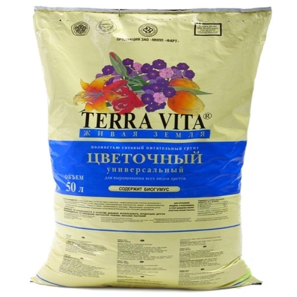Грунт TERRA VITA ЖИВАЯ ЗЕМЛЯ Цветочный, 50л