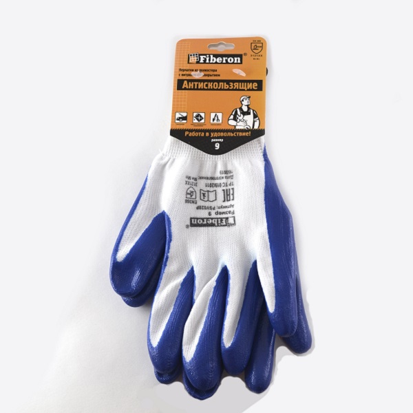 Перчатки FIBERON Антискользящие с нитриловым покрытием, размер 9 L