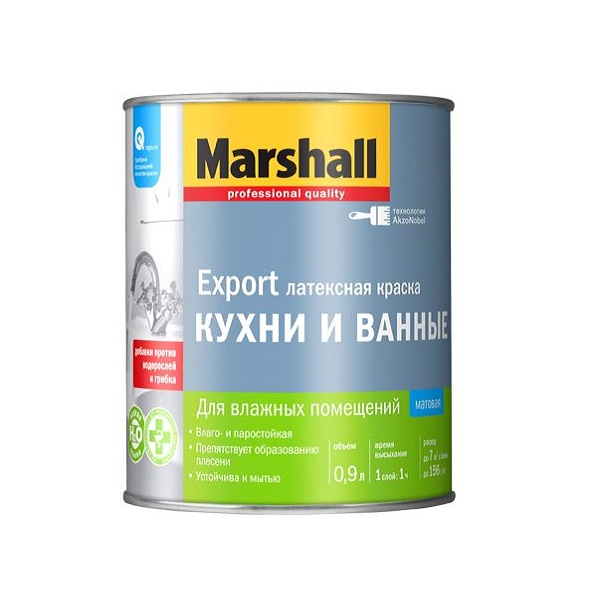 Краска Marshall Кухни и ванные BC, 0,9л для колеровки