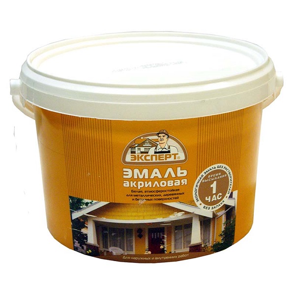 Эмаль акриловая ЭКСПЕРТ для наружных/внутренних работ белая, 1кг