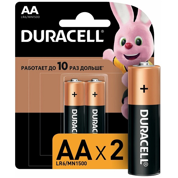 Батарейка DURACELL AA LR06/MN1500 2шт. щелочная