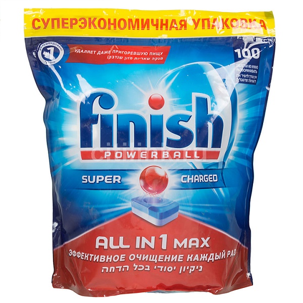 FINISH ALL IN 1 MAX таблетки для мытья посуды в посудомоечных машинах, 100шт.
