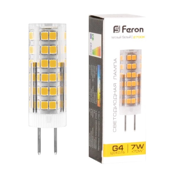 Лампа светодиодная Feron G4 230V  7Вт 2700K LB-433