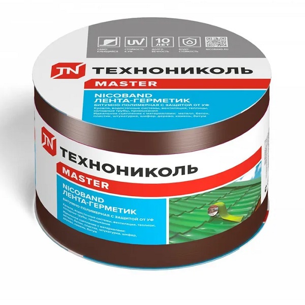 Лента-герметик ТЕХНОНИКОЛЬ NICOBAND битумно-полимерная с защитой от УФ, коричневый, 10м х15см