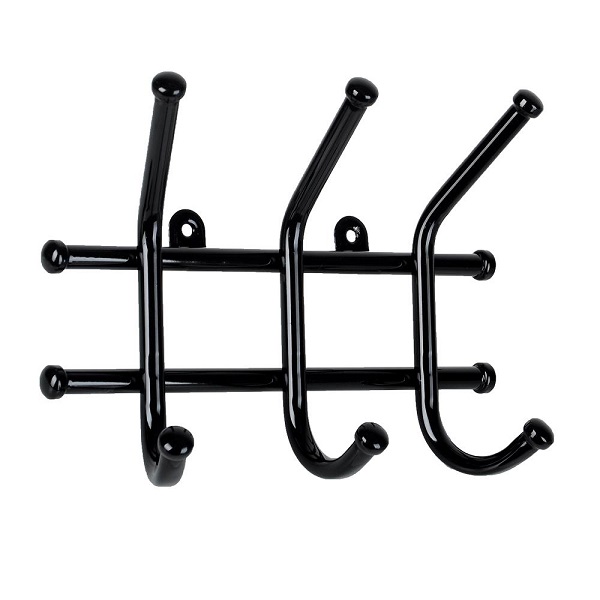 Вешалка настенная металл Норма 3, с 3-я крючками черный ВН 64 24,5х8х16,5см