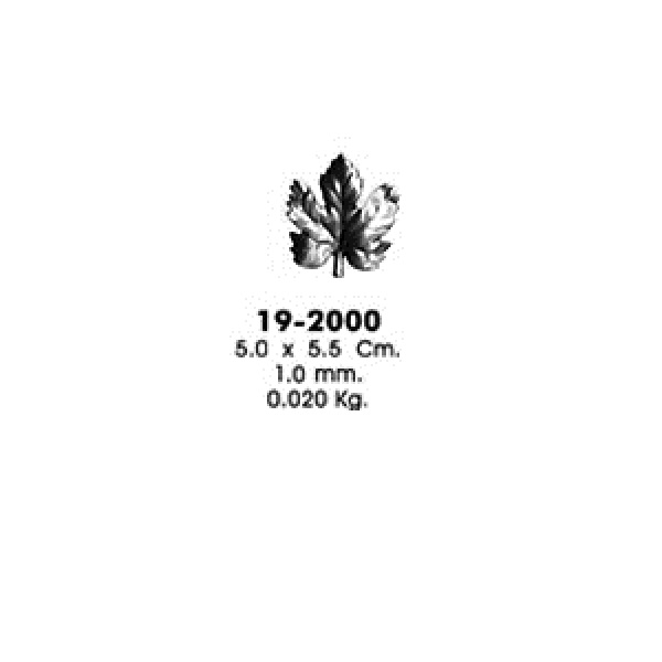 Штампованный элемент 19-2000  виноградный лист малый 5,0х5,5см, 1,0мм, 0,020кг)