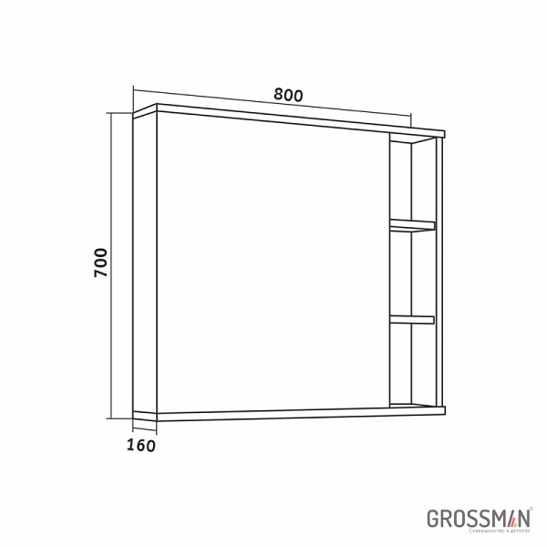 GROSSMAN ФОРТА 80 /дуб галифакс/ зеркало-шкаф, универсальное