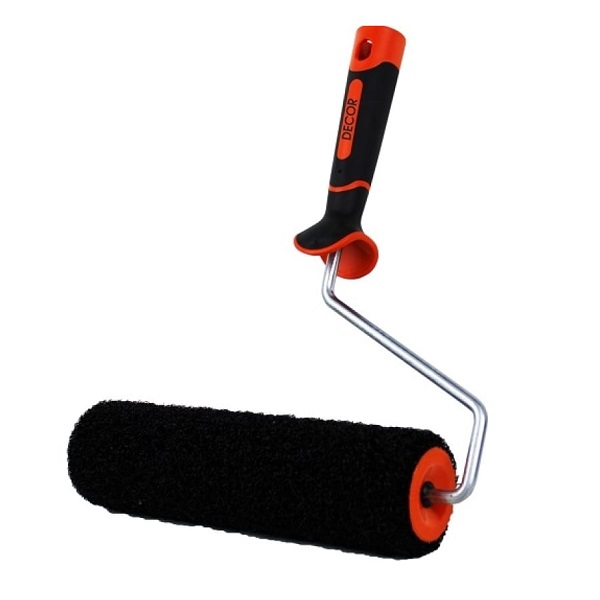 Валик для нанесения шпаклевки DECOR синтетический, в сборе, ворс 10мм, бюгель 8мм, 50х250мм