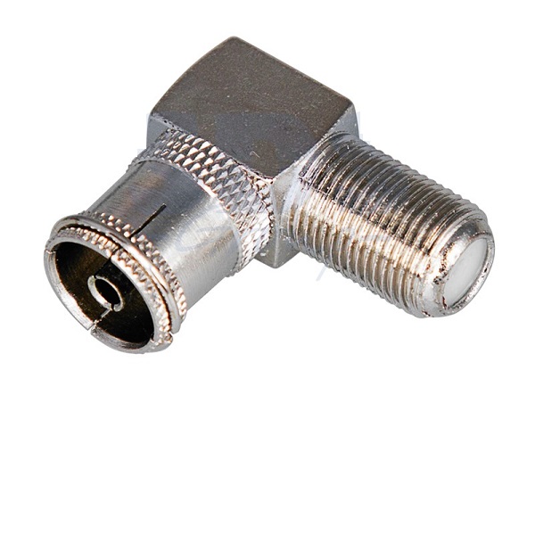 Переходник телевизионный угловой F-гнездо на гнездо ТВ