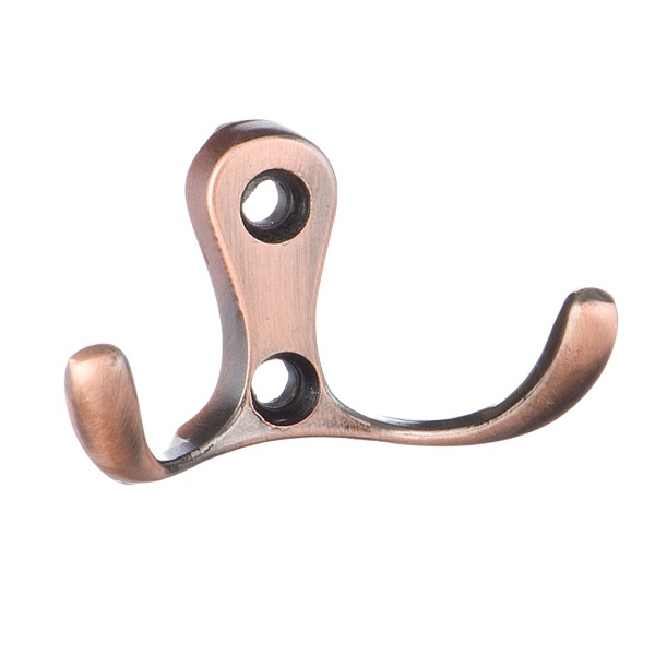 Крючок одежный 2-х рожковый KERRON 0010 30х55х30 мм, античная медь