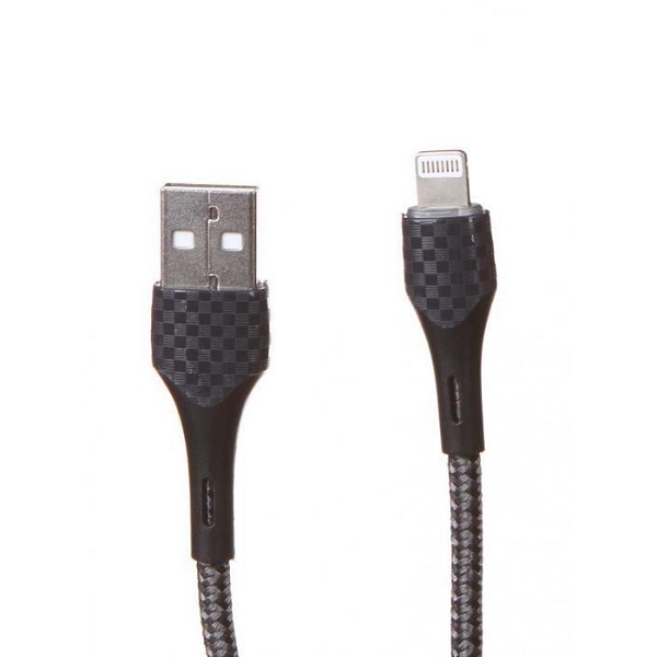 Кабель USB-A на Lightning, LDNIO LS522, 2,4А, подсветка, нейлоновая оплетка, серый, 2м