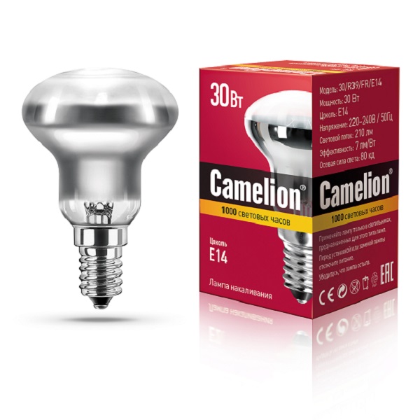 Лампа накаливания R39 Camelion Е14, 30Вт 30/R39/E14