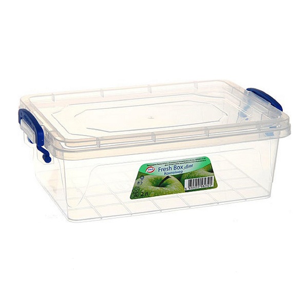 Контейнер для продуктов с защелками ELF PLAST Fresh Box  2,0 л Slim 22х14.5 h7.5см