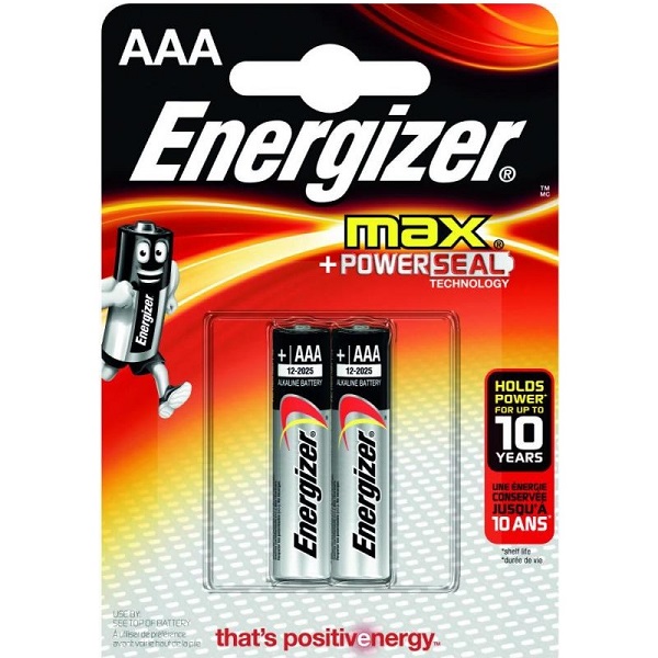 Батарейка ENERGIZER MAX  AAA LR03 1.5V, 2шт. щелочная