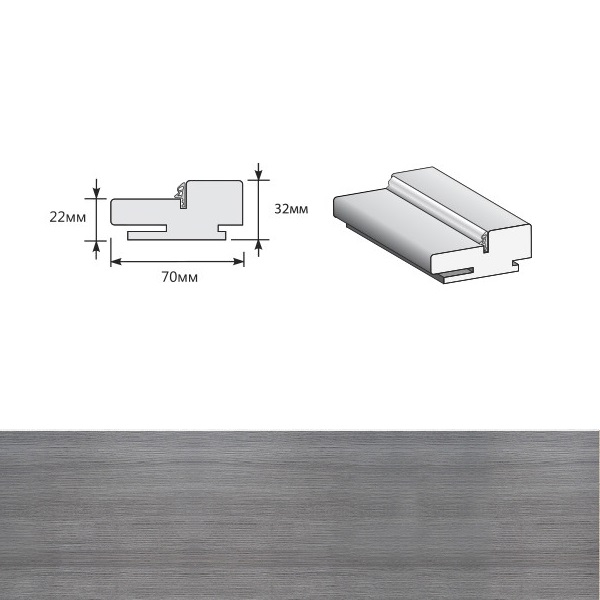 EL PORTA Дверная коробка телескопическая Grey Veralinga 70х2070х32 мм