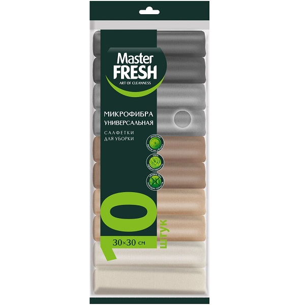 Салфетка MASTER FRESH микрофибра универсальная 10 шт, 30х30см