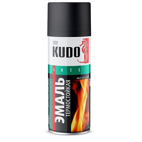 Эмаль аэрозольная термостойкая KUDO Arte красно-коричневая, 520 мл