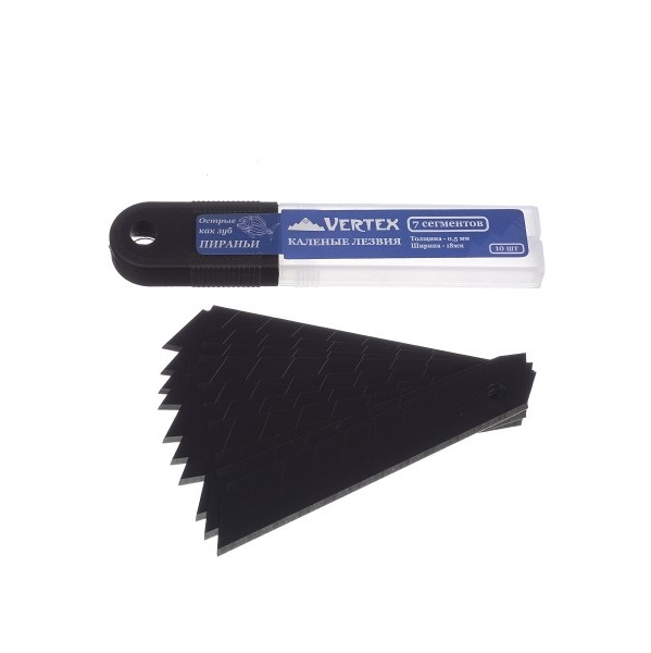 Лезвия 18мм сегментированные каленые VERTEXTOOLS PRO 10шт.