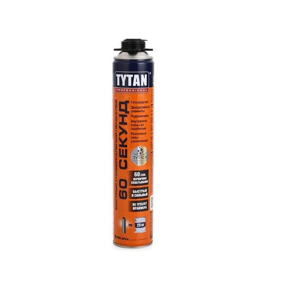 Клей-пена под пистолет TYTAN Professional 60 cекунд GUN, 750 мл