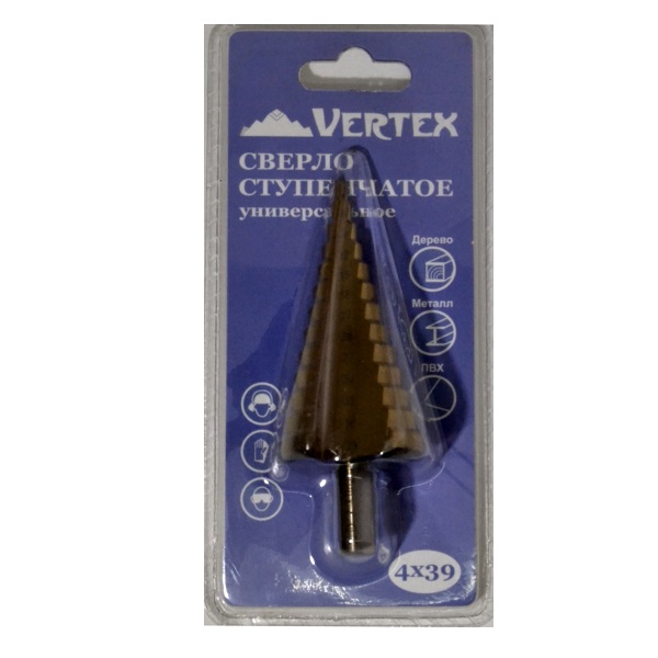 Сверло ступенчатое универсальное VERTEXTOOLS, d4-39 мм