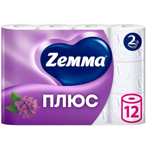 Туалетная бумага ZEMMA Плюс 2 сл./ 12 шт.