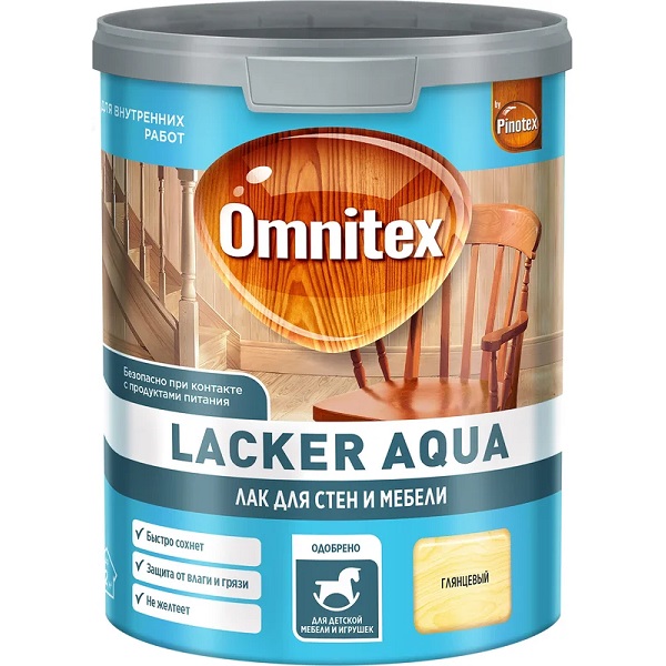 Лак на водной основе OMNITEX Lacker Aqua глянцевый, 1,0л