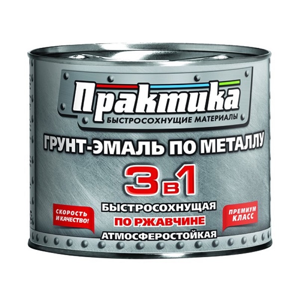 Грунт- эмаль по металлу ПРАКТИКА 3 в 1 черная, 1,9 кг