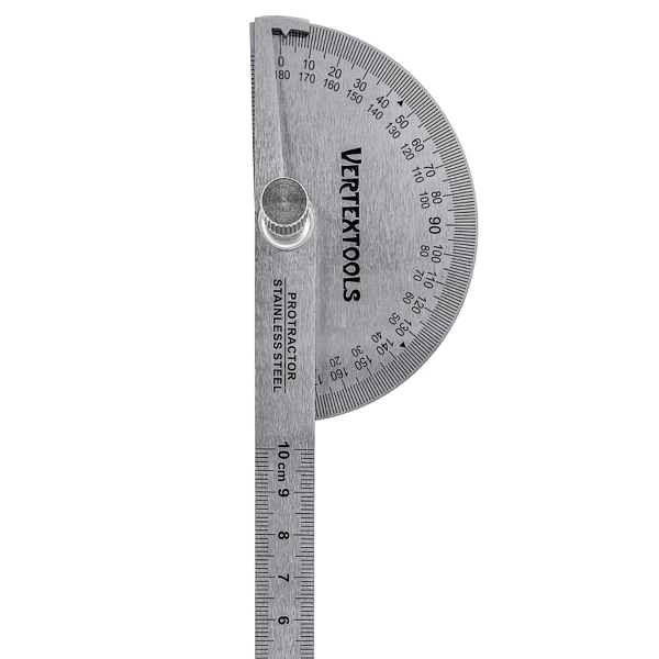 Транспортир с линейкой VERTEXTOOLS нержавеющая сталь, 0°-180°